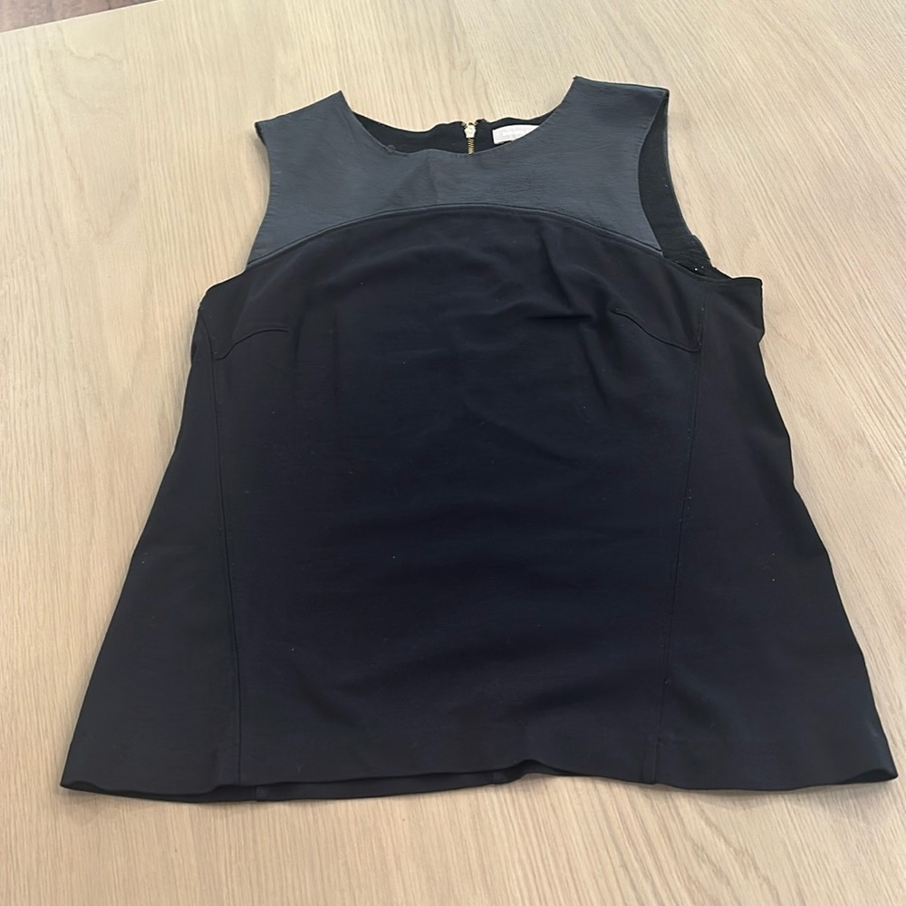 Banana Republic Leather black Yoke top ; size 6